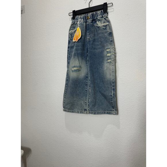 NWT Toddler Distressed Wide Leg Jeans Denim Elastic Waist Pants 7 - Picture 8 of 10